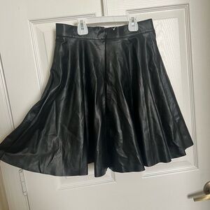 New Look Black Skater Faux Leather Skirt